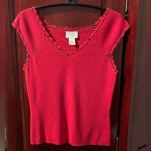 Ann Taylor LOFT Crocheted Trim Top